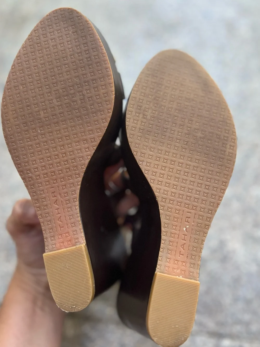 TAHARI India Strappy  Brown Wedge Sandals with Twine accent-size 8